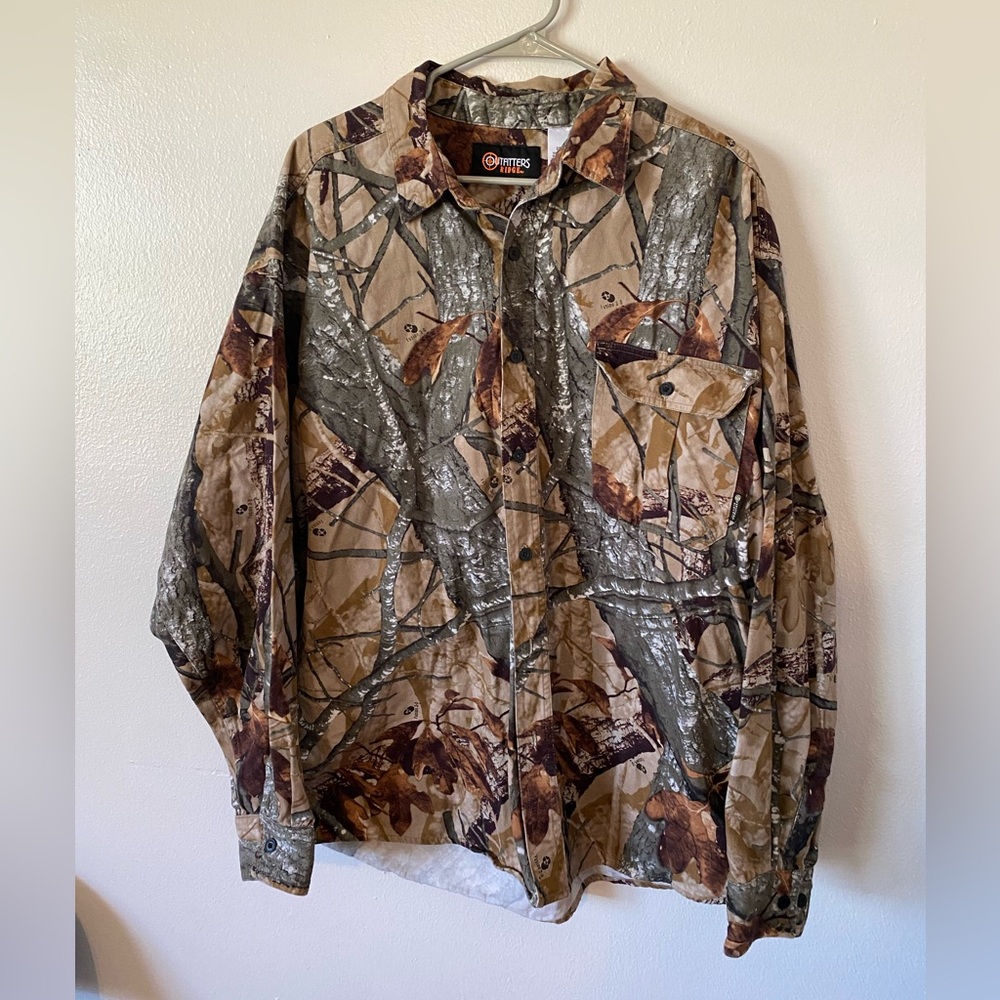 Outfitters Ridge Shirt Mens 2XL XXL Camo Long Sleeve Button Up Hunt Outdoor